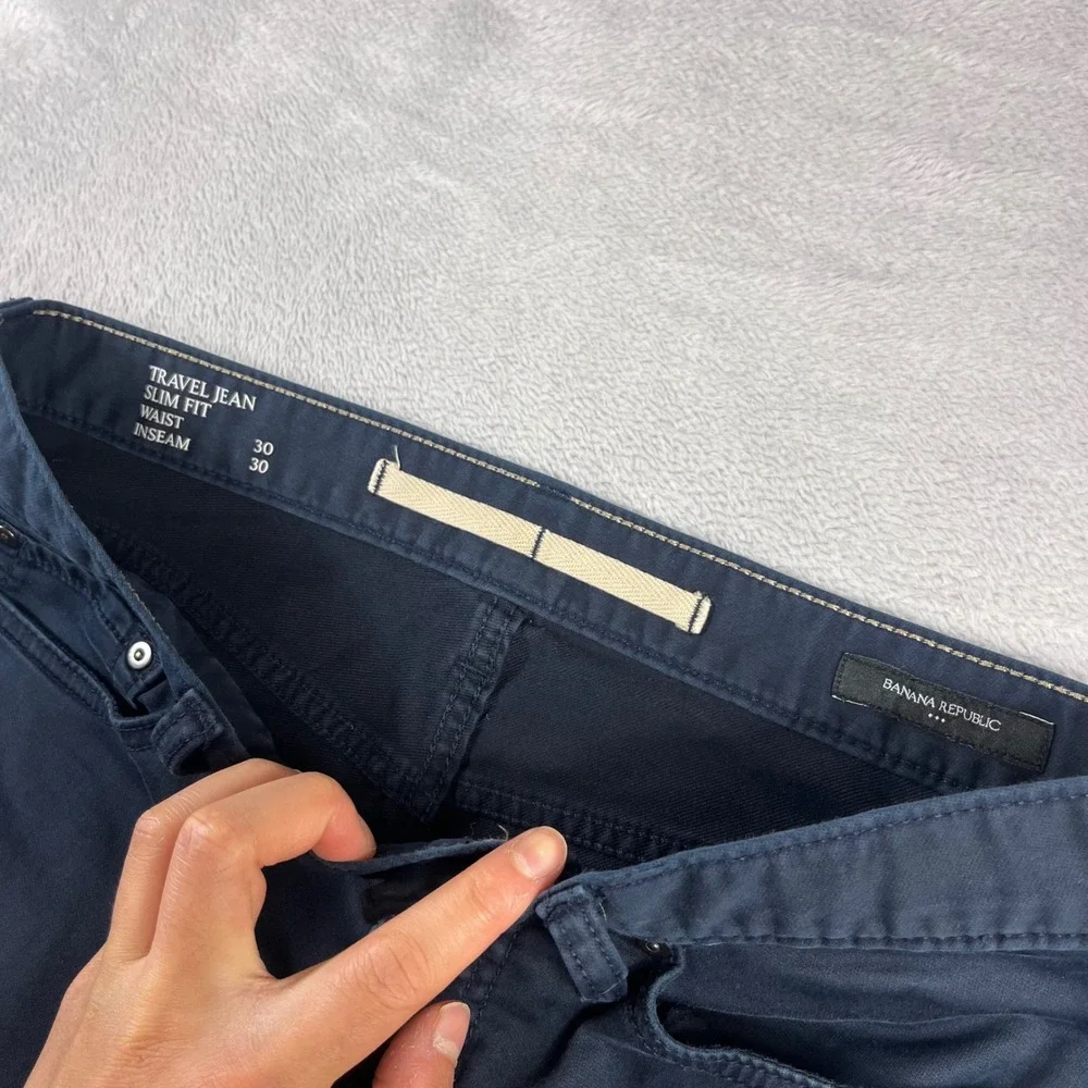 Banana Republic Travel Jean Mens 30x30 Slim Fit Navy Blue 5-Pocket Pants